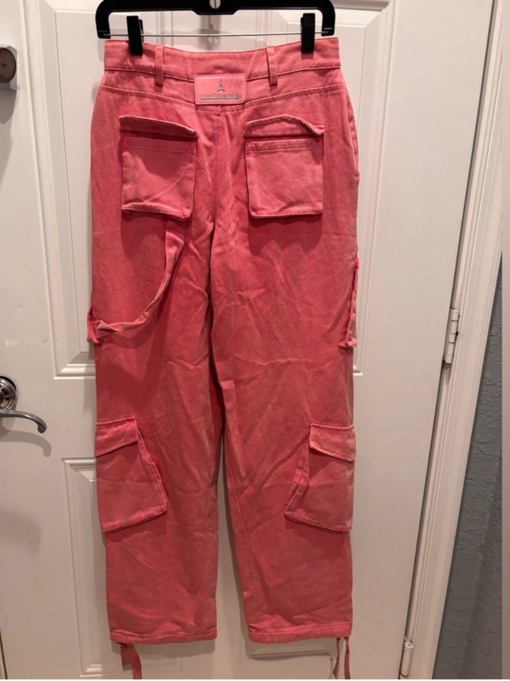 Manière De Voir Coral Pink Cargo Wide-Leg Pants Y2K Festival UK 8 US 4 - Picture 7 of 10